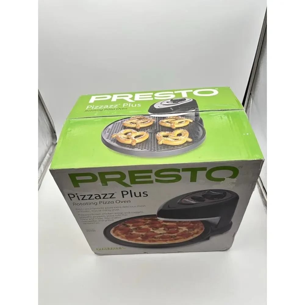 New Presto Pizza Pizzazz Plus 03430 Rotating Pizza Oven Black Countertop Cook
